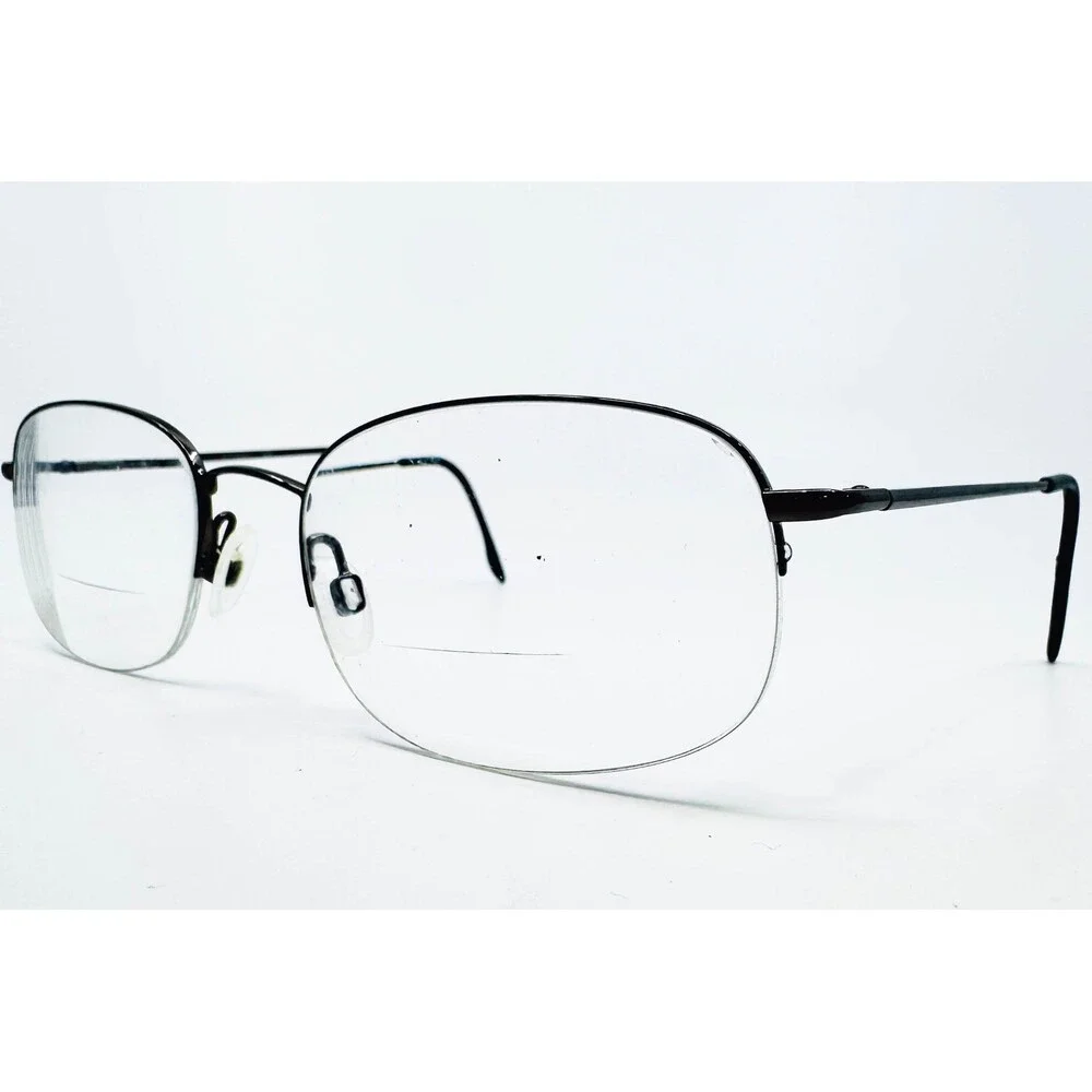 Zyloware Stetson 228 Eyeglasses Mens Black Metal Oval Half Rim 058 54-18-140